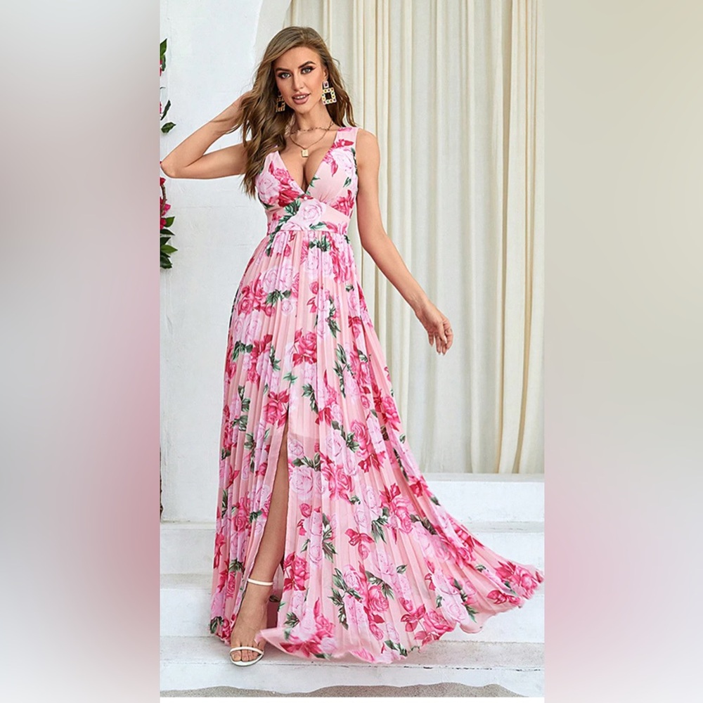 AFRM Pink and Red Maxi Dress with Vibrant Elegance